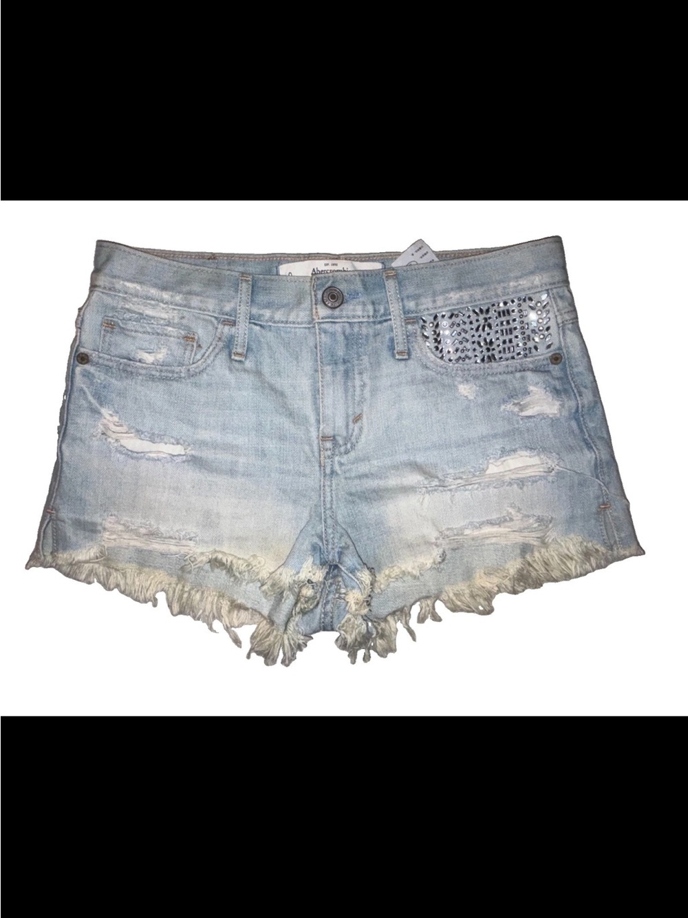 Abercrombie & Fitch Y2K Embellished Micro Mini Booty Shorts 0/25 Distressed